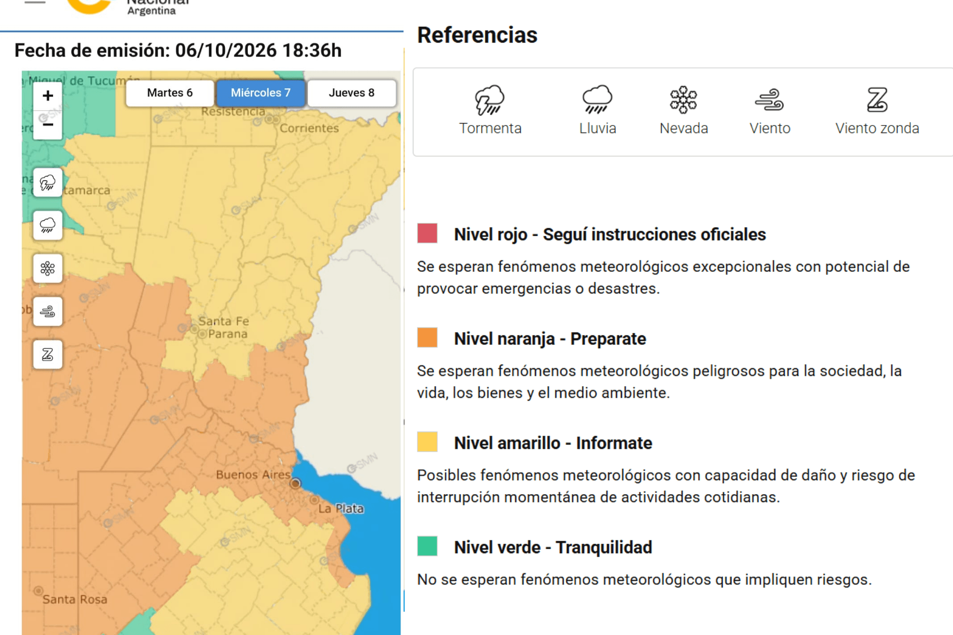 Actualizan el alerta Meteorológico para Entre Ríos - imagen del Gobierno de Entre Rios