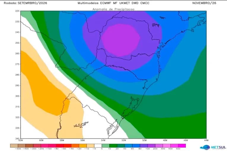 Octubre tendría lluvias extremas de hasta 500 mm en las nacientes del río Uruguay - imagen de origen