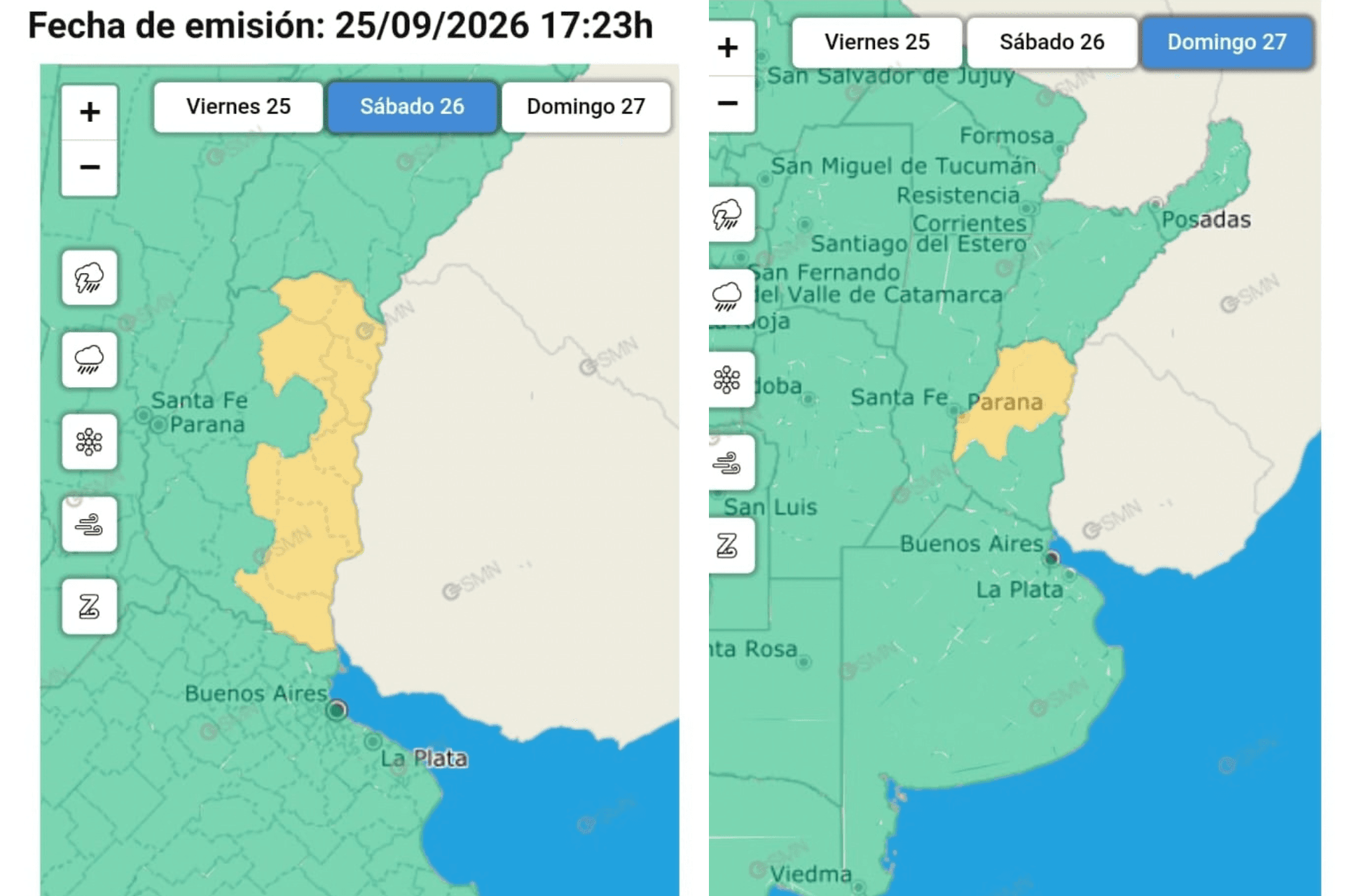 Emiten alerta meteorológica por tormentas y ráfagas de viento para Entre Ríos - imagen del Gobierno de Entre Rios
